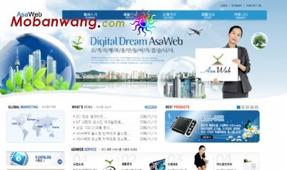 藍色網絡產品服務網頁模板